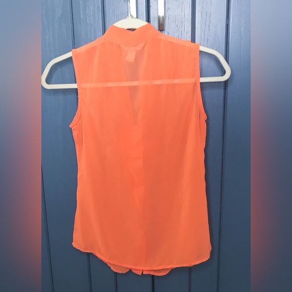 Banana Republic Orange Button Down Pussybow Blouse Size XS Secretary Geek Retro - Picture 3 of 4